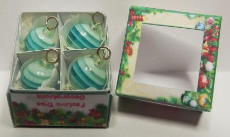 4 LIGHT BLUE & WHITE STRIPED TREE ORNAMENTS