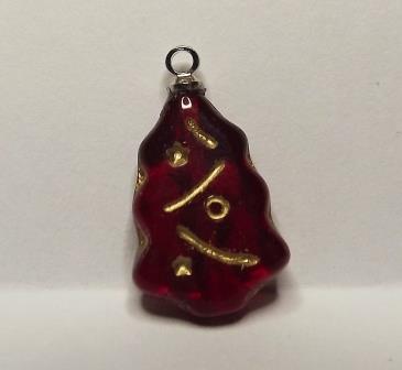 3 RED CHRISTMAS TREE SHAPED ORNAMENTS