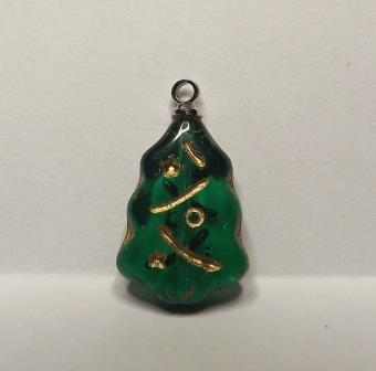 3 GREEN CHRISTMAS TREE SHAPED ORNAMENTS