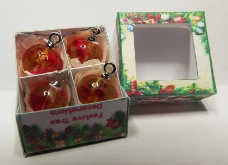 4 AMBER & PINK TREE ORNAMENTS