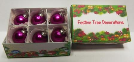 6 DEEP MAGENTA TREE ORNAMENTS