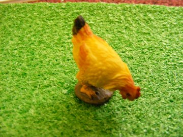 YELLOW & BROWN PECKING HEN