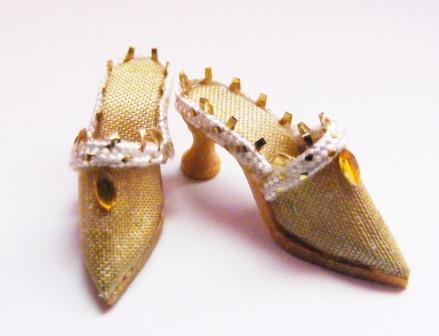 GOLD SILK OPEN BACK SHOES