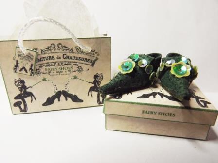GREEN TEXTURED LEARHER FAIRY SHOES