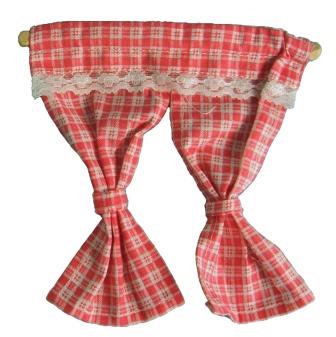 PINK & WHITE CHECK CURTAINS ON POLE PINK & WHITE CHECK CURTAINS ON POLE