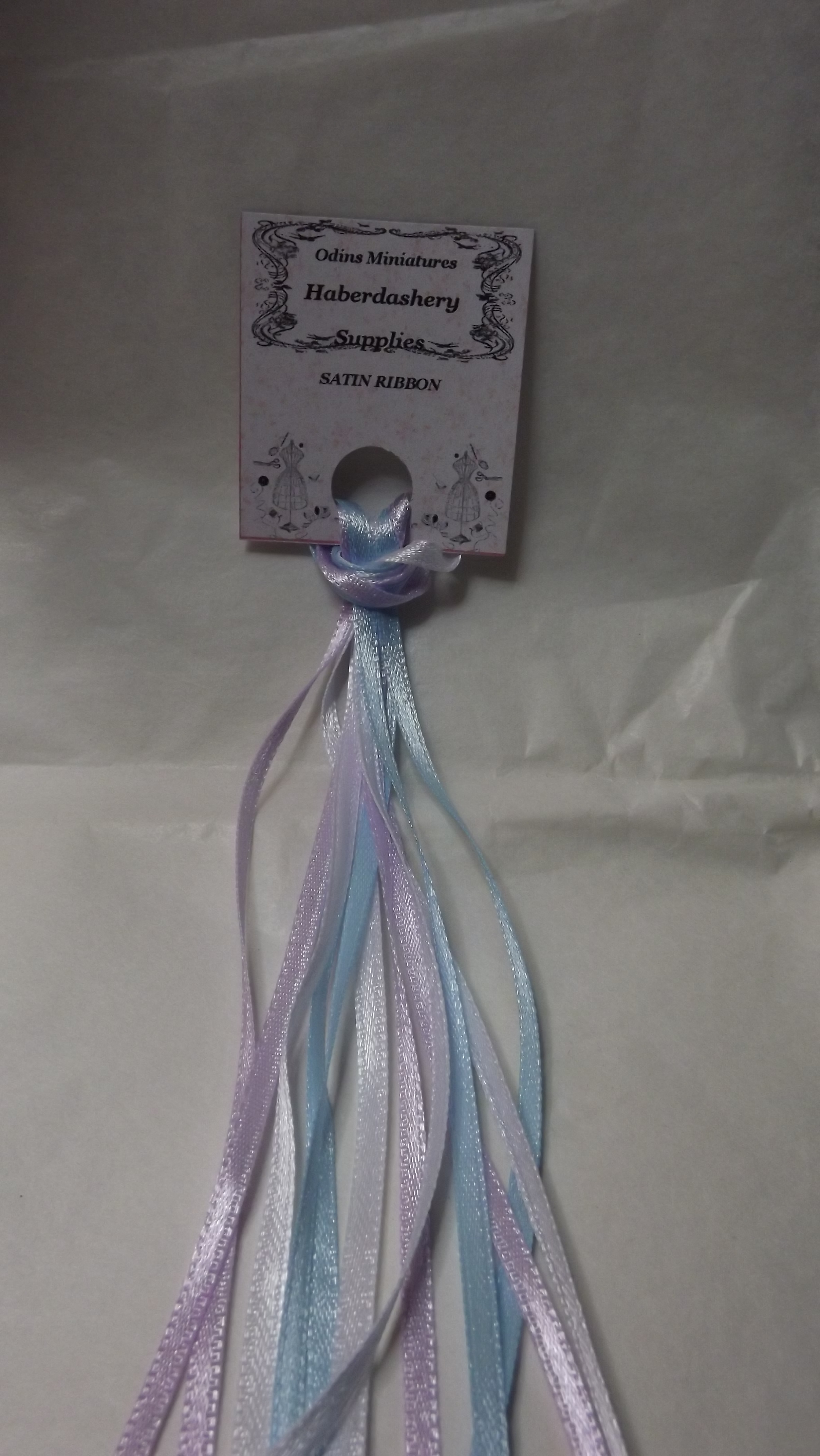 3MM LAVENDER, BLUE & WHITE SATIN RIBBON 3MM LAVENDER, BLUE & WHITE SATIN RIBBON