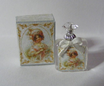 WHITE GLASS PERFUME BOTTLE & BOX