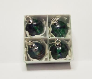 4 GREEN & BLUE GLASS TREE ORNAMENTS