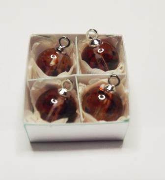 4 AMBER & PURPLE GLASS TREE ORNAMENTS