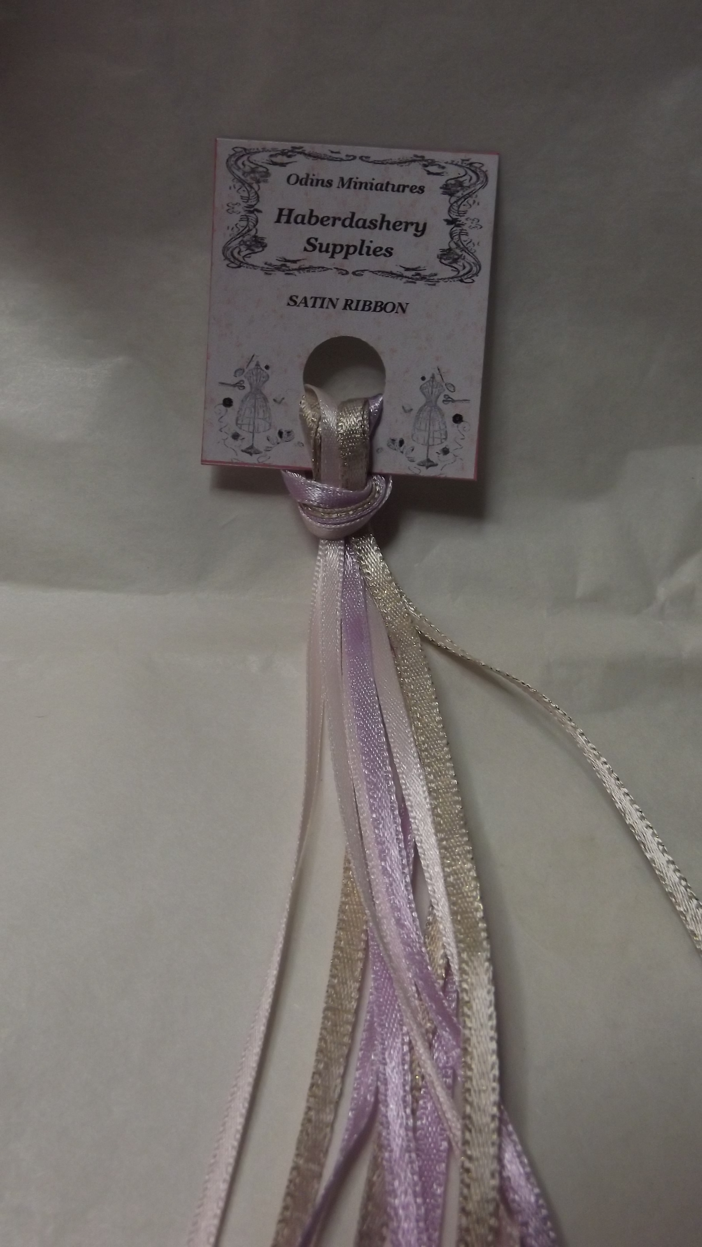 3MM IVORY, LAVENDER & PALE GOLD SATIN RIBBON 3MM IVORY, LAVENDER & PALE GOLD SATIN RIBBON