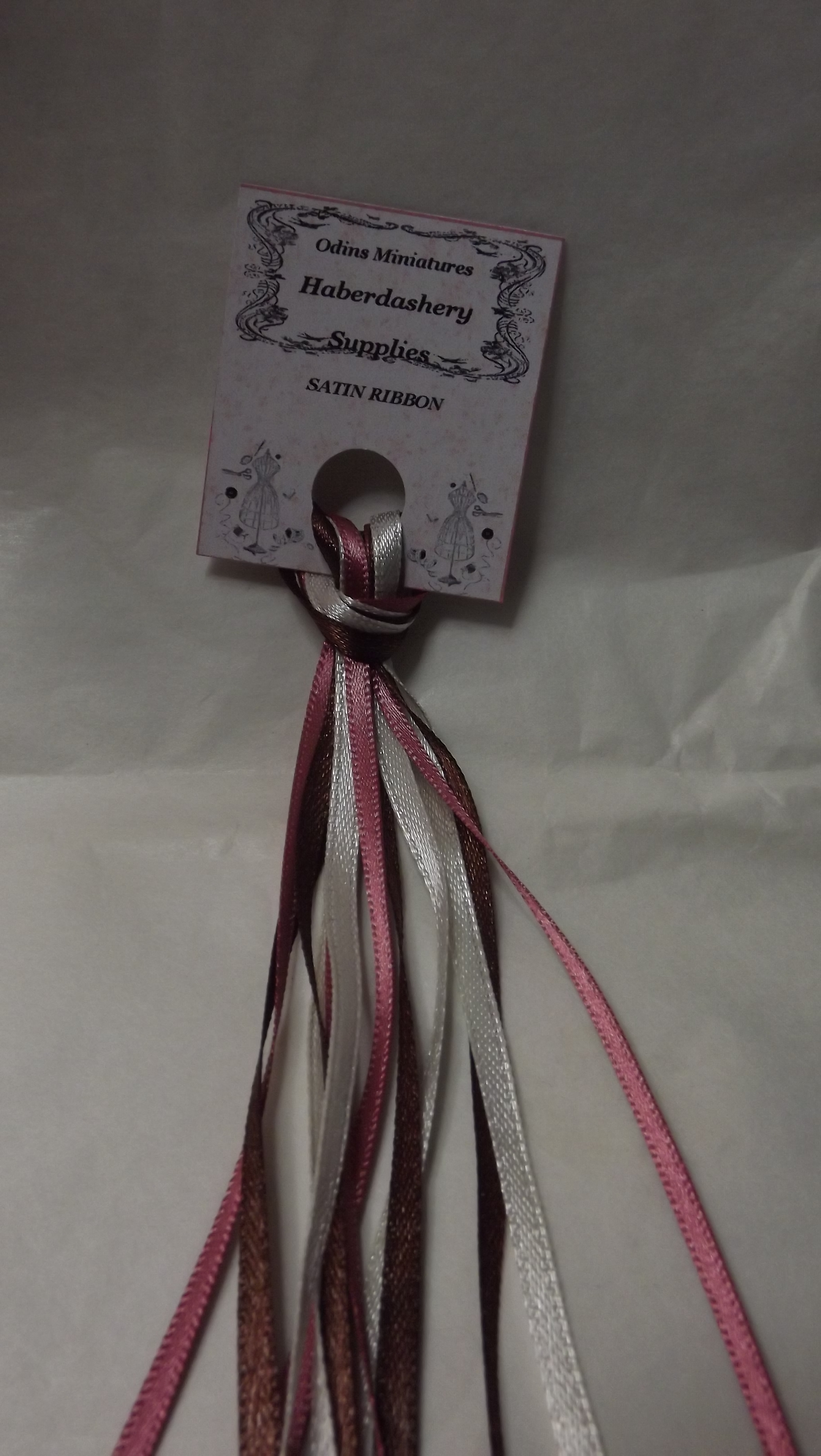 3MM PINK, IVORY & BROWN SATIN RIBBON 3MM PINK, IVORY & BROWN SATIN RIBBON