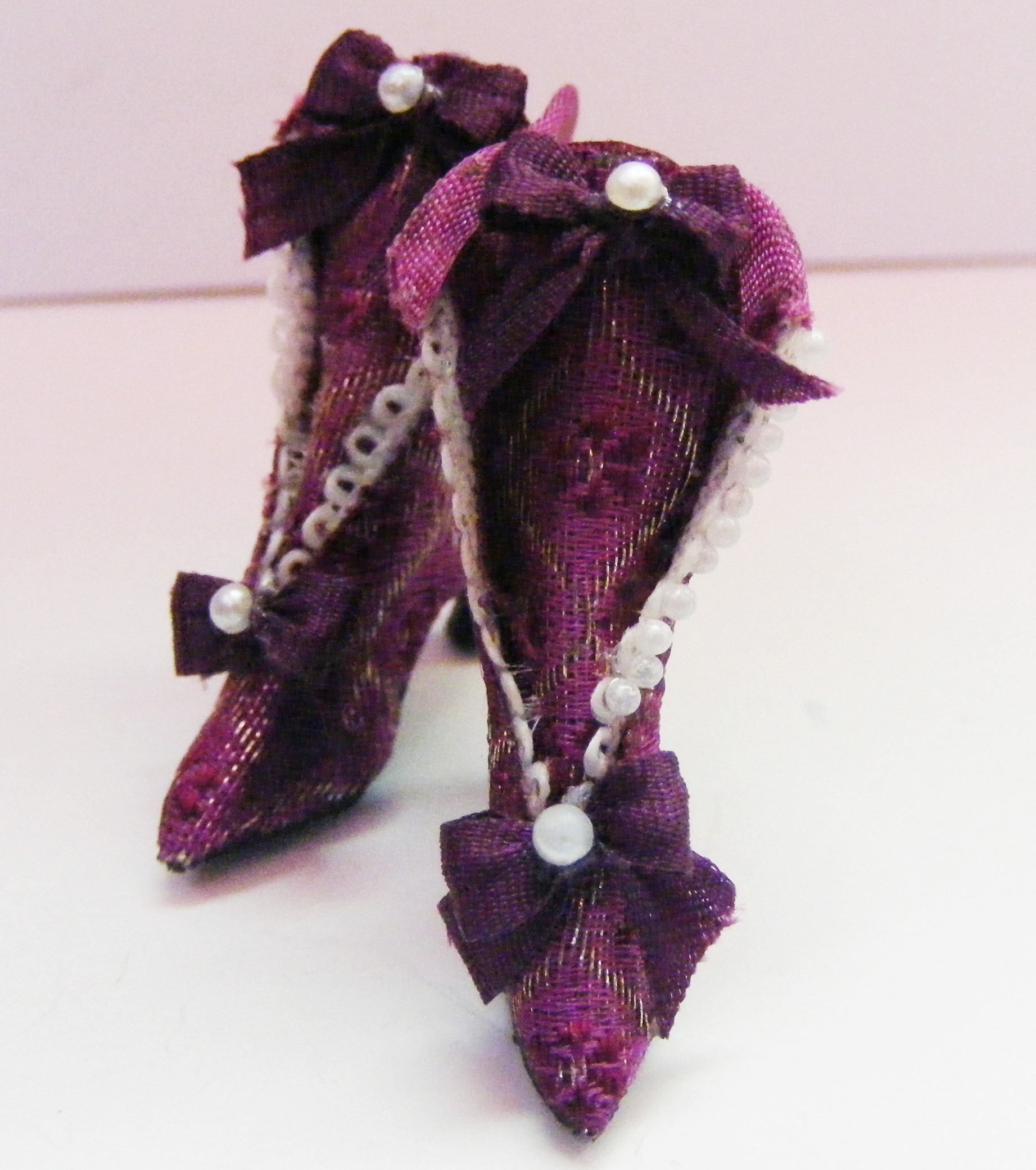 MAGENTA SILK BROCADE BOOTS