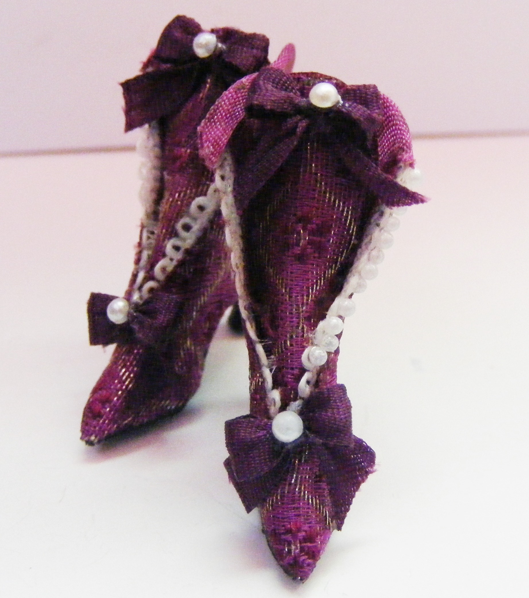 MAGENTA SILK BROCADE BOOTS