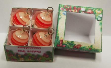 (image for) 4 PASTEL ORANGE & WHITE STRIPED TREE ORNAMENTS