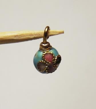 (image for) 4 PALE BLUE CLOISONNE TREE ORNAMENTS