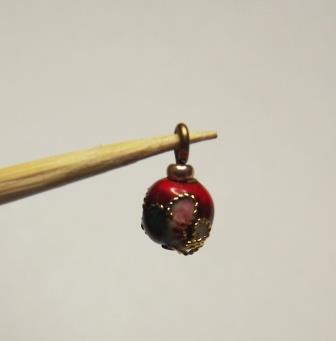 (image for) 4 RED CLOISONNE TREE ORNAMENTS