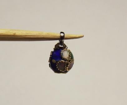(image for) 4 DARK BLUE CLOISONNE TREE ORNAMENTS