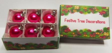 (image for) 6 BRIGHT CERISE TREE ORNAMENTS