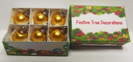 (image for) 6 CHRISTMAS GOLD TREE ORNAMENTS