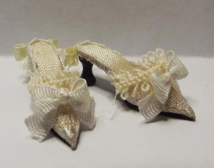 (image for) CREAM BROCADE OPEN BACK WEDDING SHOES