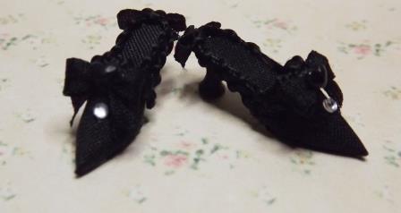 (image for) BLACK SILK SLIPPER SHOES